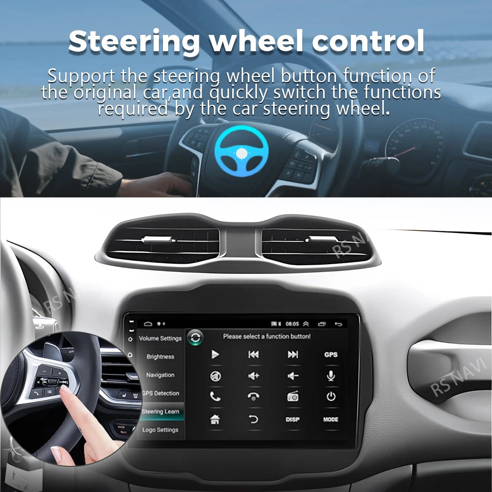 Android 16 For Jeep Renegade 2016 - 2020 2K QLED Android Car Radio Multimedia Video Player