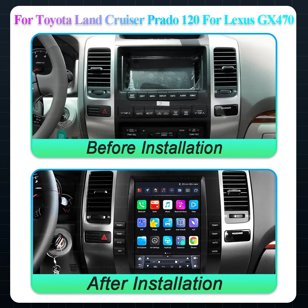 Android 16 For Toyota Land Cruiser Prado 120 2004-2009 For Lexus Gx470 Car Radio 9.7 Inch  | AUTOKITSHOP