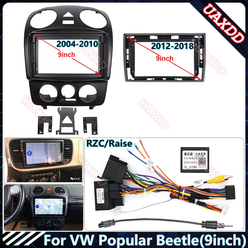 2 Din9Inch Car Radio Plastic Fascias Panel For VW 2004-2018 Popular Beetle Dashboard Frame