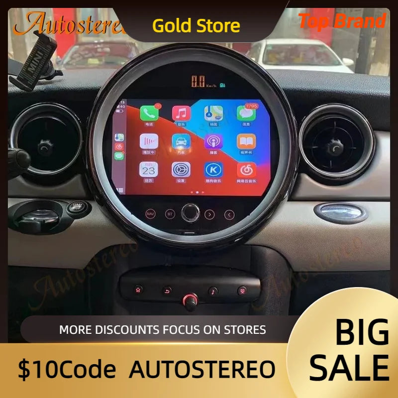 Carplay Colorful Auto Stereo Android 14 For MINI R54 R55 2007-2016 Car Multimedia Player G
