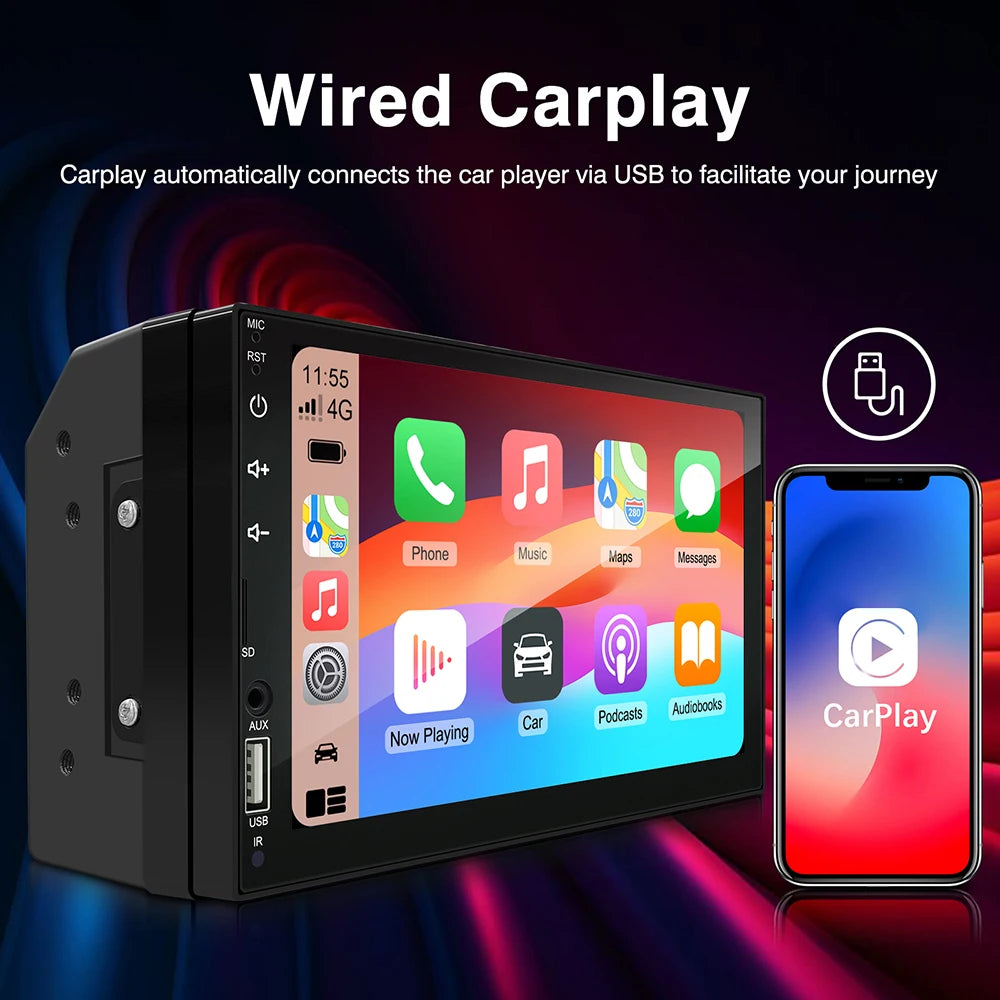 2din Car Radio 7inch Carplay Android Auto Multimedia MP5 Player Car Stereo Bluetooth USB T | AUTOKITSHOP