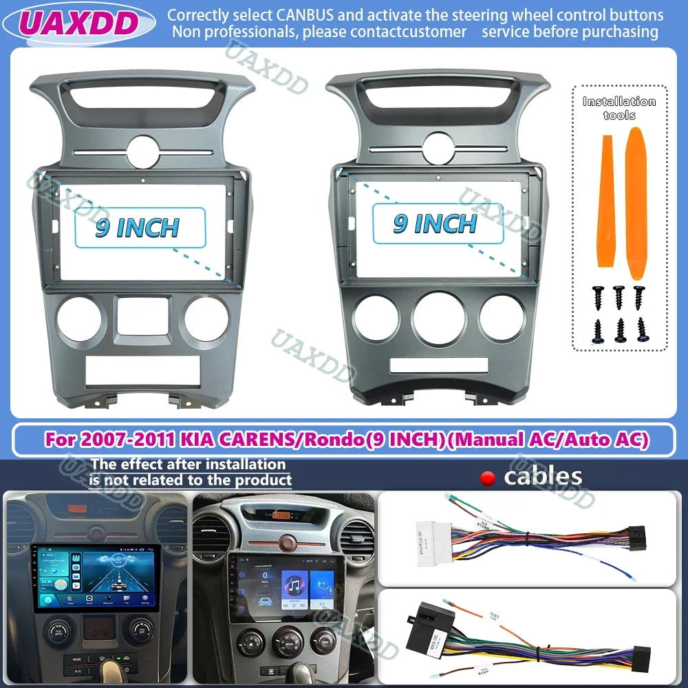For KIA 2007-2011 carens rondo 9inch Car dvd radio android stereo frame panel fascia dashb