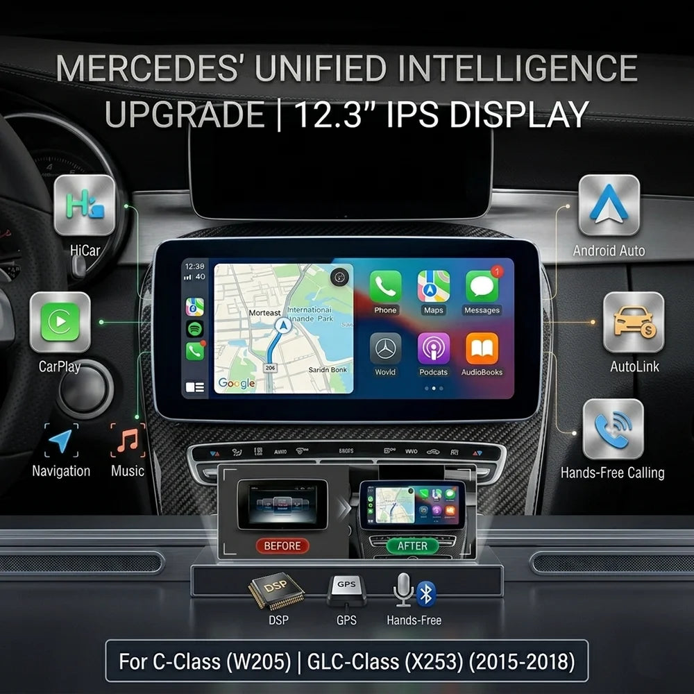 12.3" Android Radio for Mercedes Benz C Class W205 GLC X253 2015-2018 NTG 5.0 Qualcomm 668