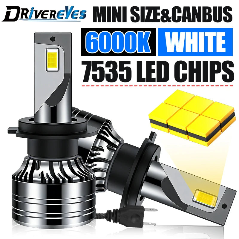 H7 LED Headlight CANBUS H4 H11 H8 H9 H1 9005 HB3 9006 HB4 9012 HIR2 Turbo 7535 SCP Chip Ca
