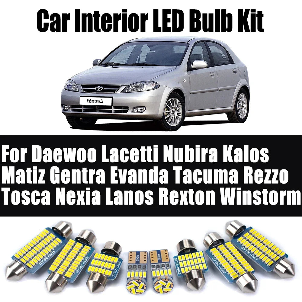 LED Interior Light Kit for Daewoo Lacetti Nubira Kalos Matiz Gentra Evanda Tacuma Rezzo Tosca Nexia Lanos Rexton Wins...