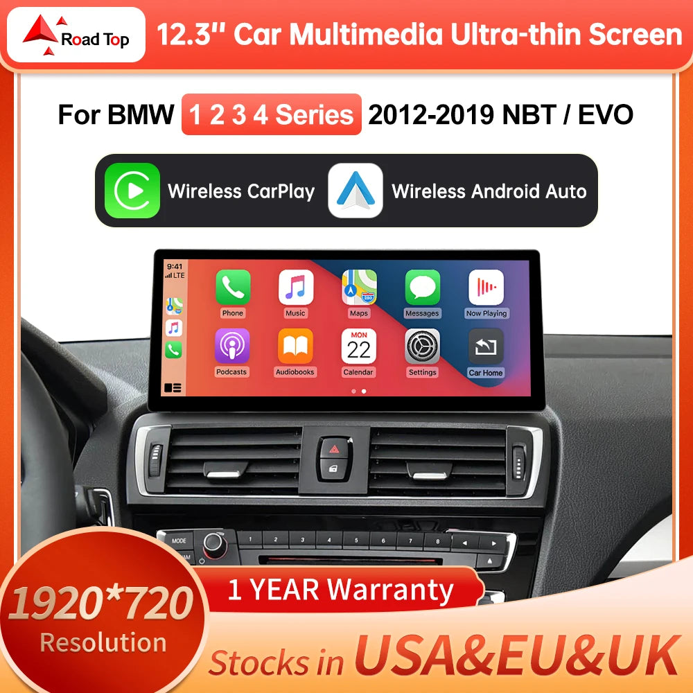 12.3 inch Linux Screen Wireless CarPlay Car Multimedia Radio For BMW 1 2 3 4 Series F20 F2 | AUTOKITSHOP