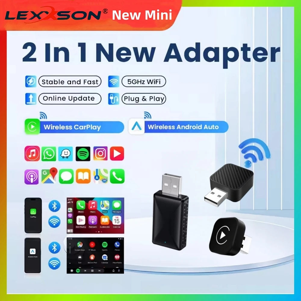 2 in 1 AI Box Mini Adapter Wired to Wireless Carplay&Android Auto Compatible with 99% of C | AUTOKITSHOP