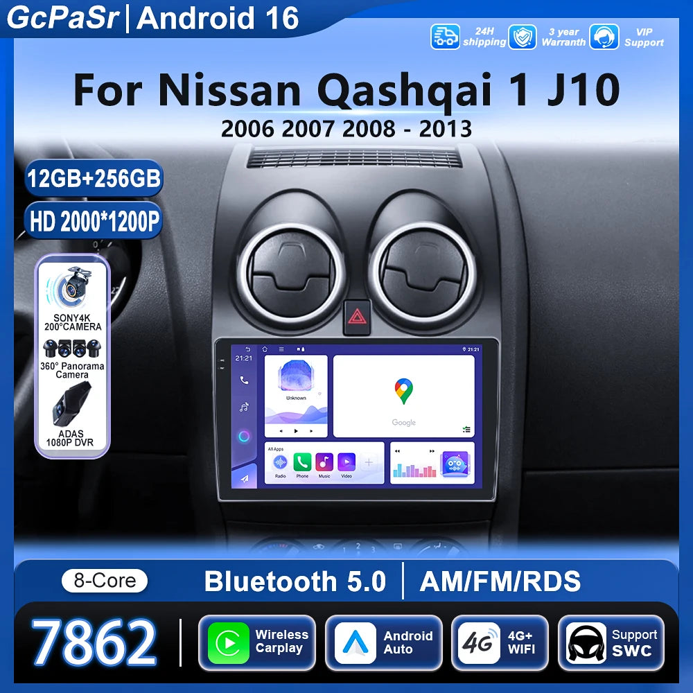 Android 15 For Nissan Qashqai 1 J10 2006 - 2013 Car Auto Radio Navigation Multimedia Monit
