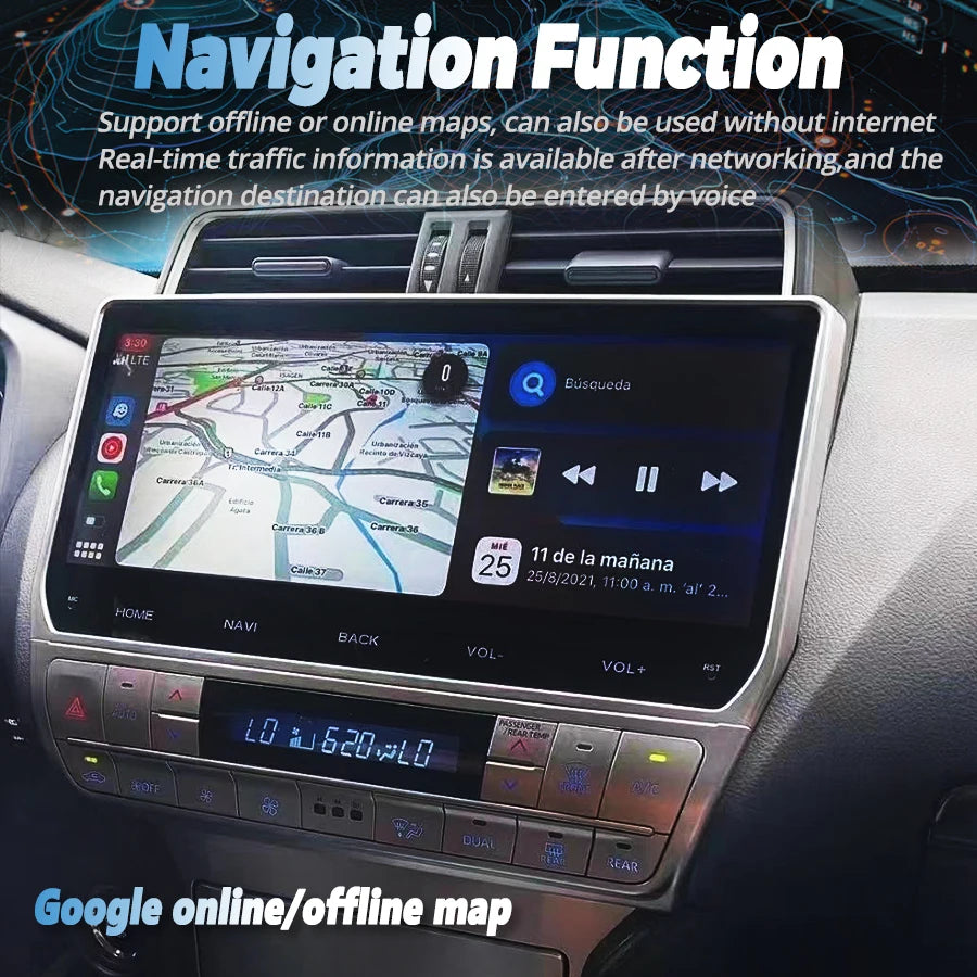 12.3" Android 14 Screen For Toyota Land Cruiser Prado 150 2018-2023 Stereo GPS Car Radio P