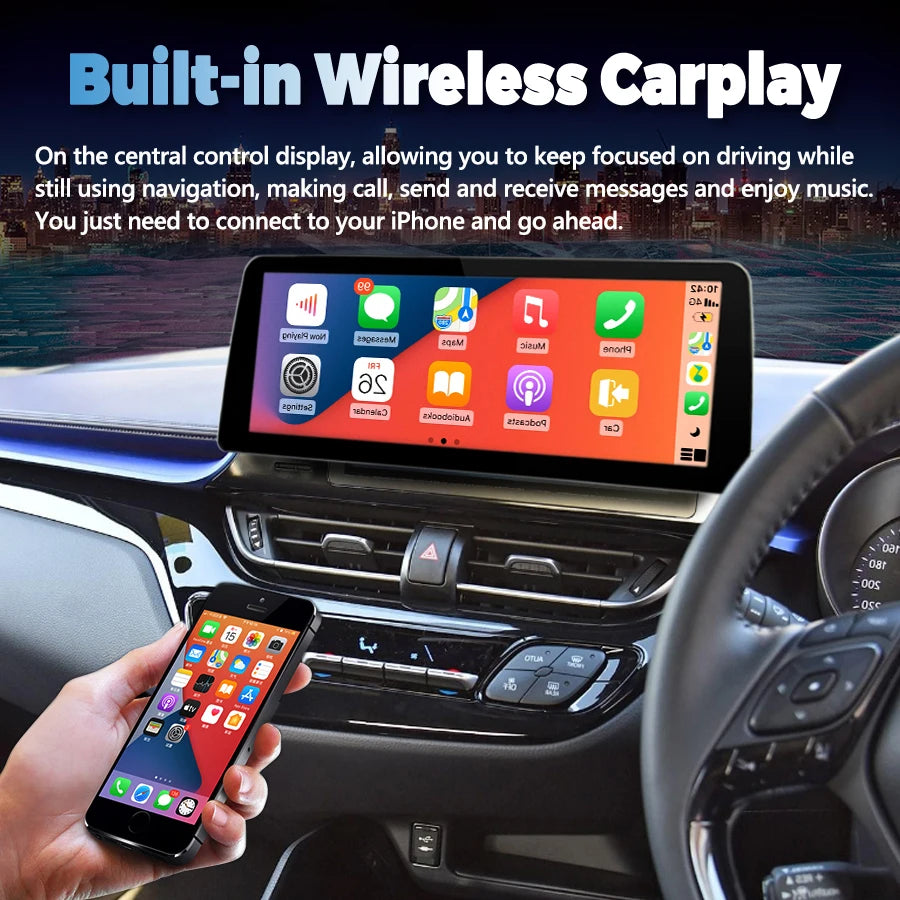 12.3'' Qled Screen Car Radio For Toyota CHR With Right Hand Drive Android 14 Video Player