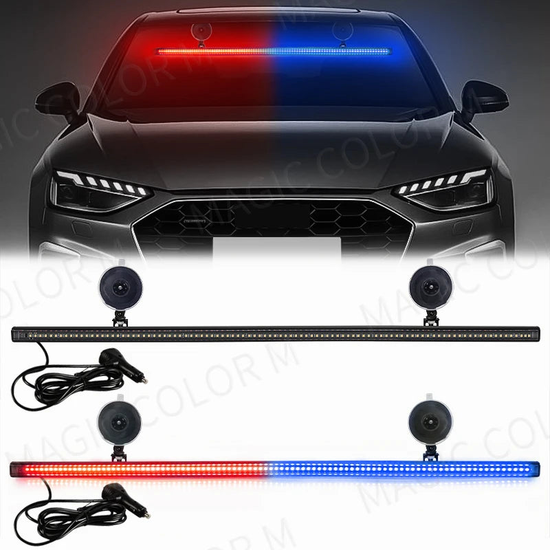 96 LED Strobe Lights For Emergency Flash Warning Lamp Windshield Bar 3030 Beads Red Blue A | AUTOKITSHOP