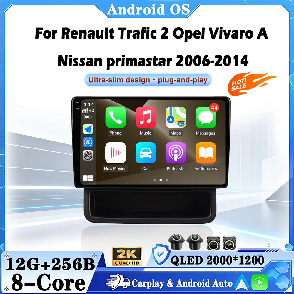 Android Auto Carplay For Renault Trafic 2 Opel Vivaro ANissan primastar 2006-2014 Car Radi