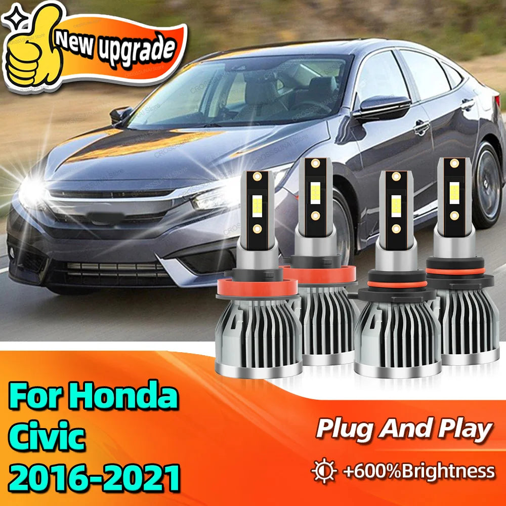 2/4Pcs LED Light Canbus Car Headlight Auto Bulbs For Honda Civic 2016 2017 2018 2019 2020