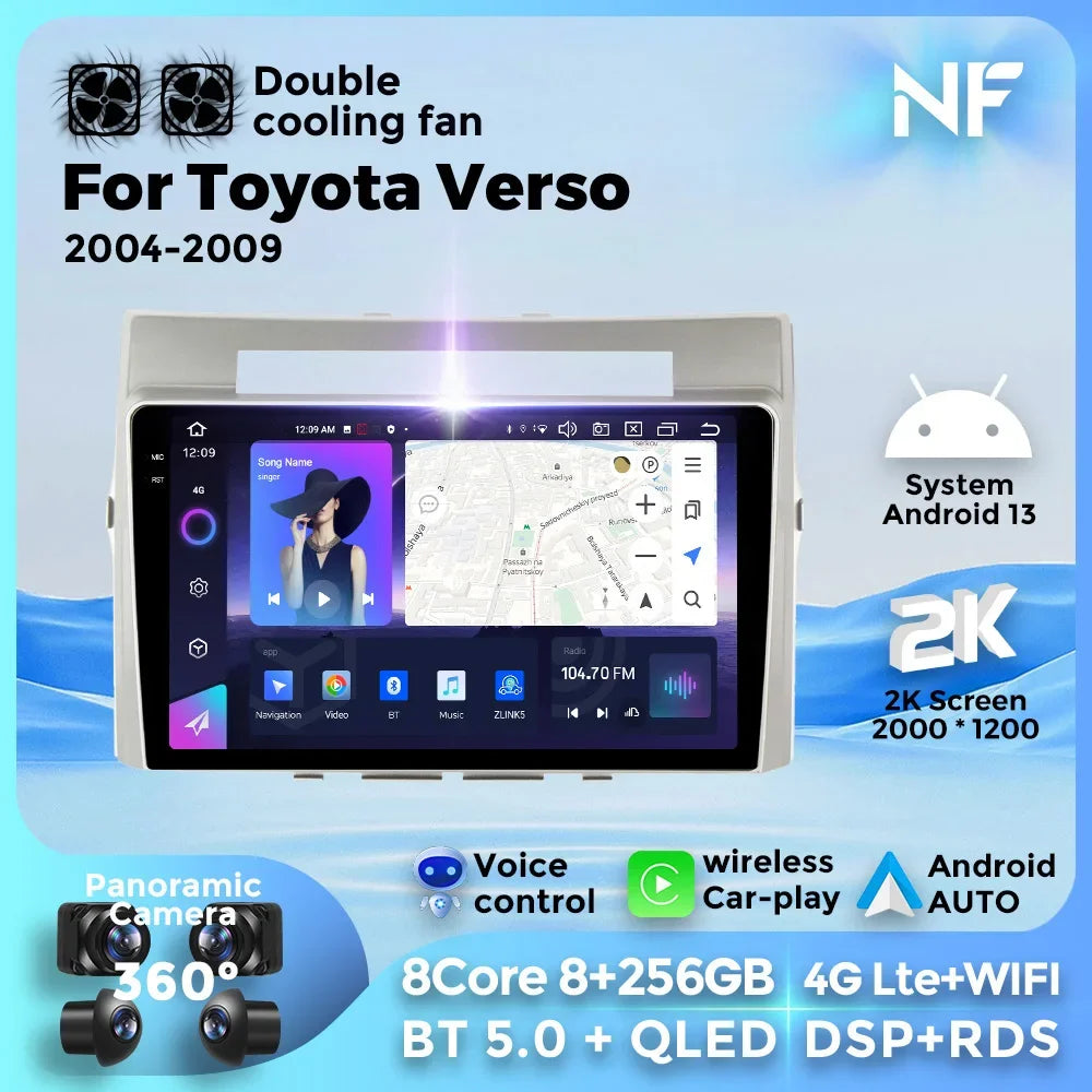 Android 13 Car Radio Stereo for Toyota Corolla Verso AR10 2004 - 2009 Wireless Carplay QLE | AUTOKITSHOP