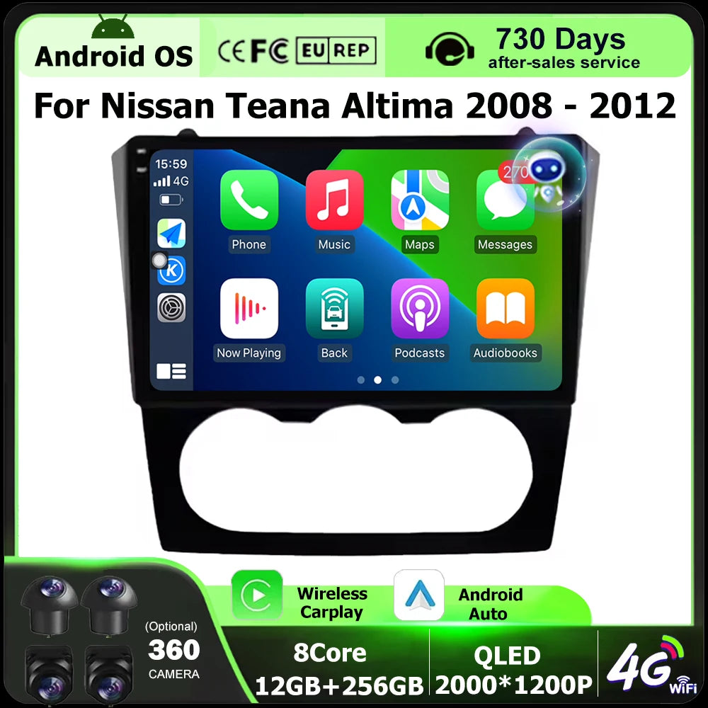 360 Camera Car Radio Multimedia Video Player GPS Navigation Stereo For Nissan Teana Altima