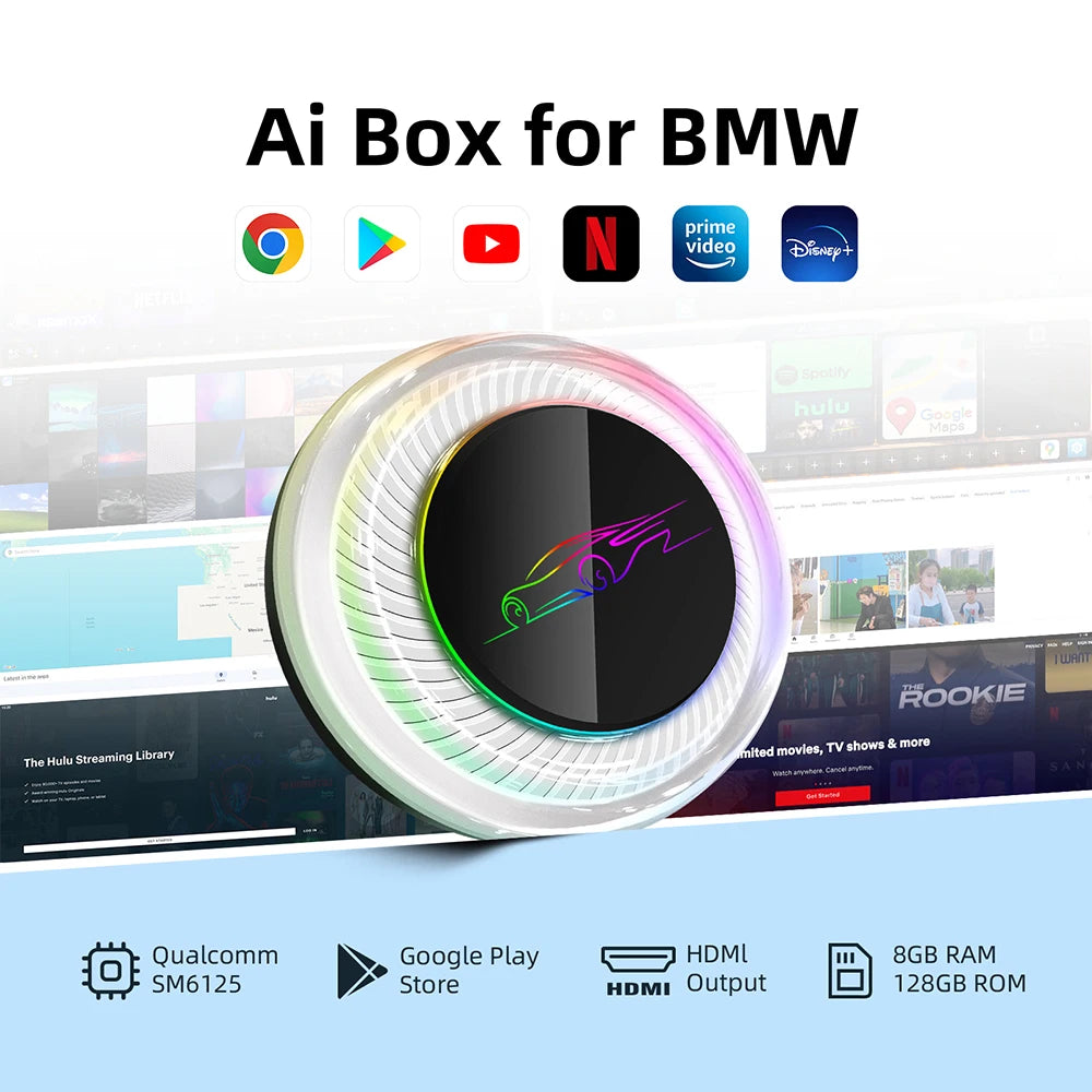 Wireless AI Box for BMW or Other Cars with Wireless CarPlay Android 13 System 8GB RAM 128G