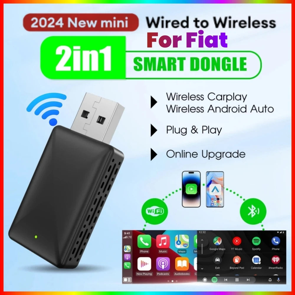 2024 New Wireless Carplay Adapter Android Auto Wireless WiFi Fast Connect Smart Dongle 2in | AUTOKITSHOP