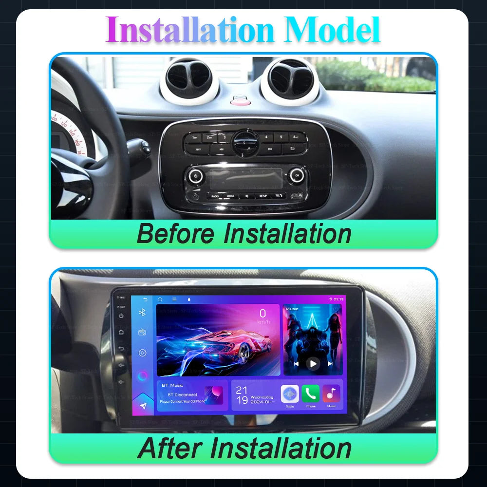 Android 16 For Mercedes Benz Smart Fortwo 3 C453 A453 W453 2014-2020 Car Radio Stereo Head | AUTOKITSHOP