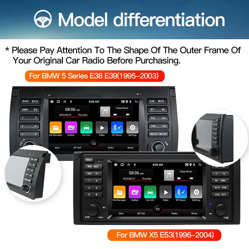 SZLELV Android Auto Car Radio GPS Navigation For BMW 5 Series E38 E39 X5 E53 M5 1996-2003