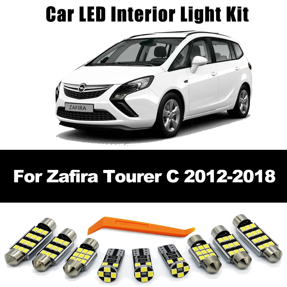 15Pcs LED Interior Dome Map Light Vanity Mirror Bulb Kit For Opel Vauxhall Zafira Tourer C 2012 2013 2014 2015 2016 2017 2018