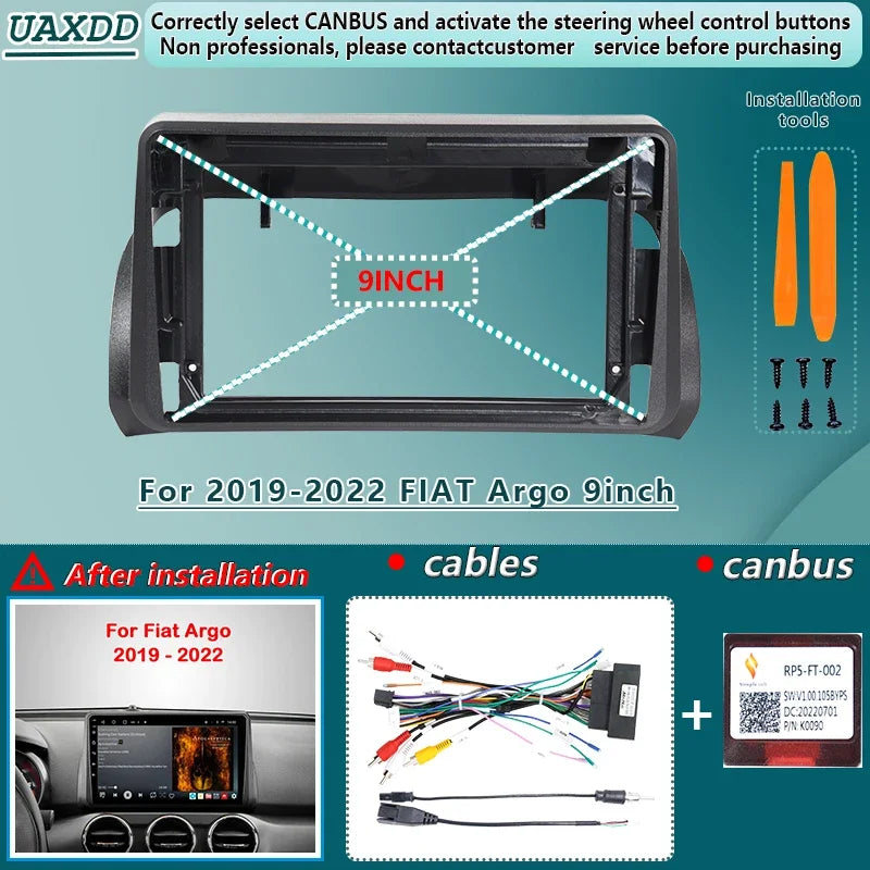 For 2019-2022 FIAT Argo 9inch Car DVD Radio Android Stereo Harness Screens Accessories Nav