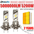 H1 LED Headlights 5000000LM 5200W 16PCS 7585 CSP High Low Beam Turbo 6000K Auto Light 1:1