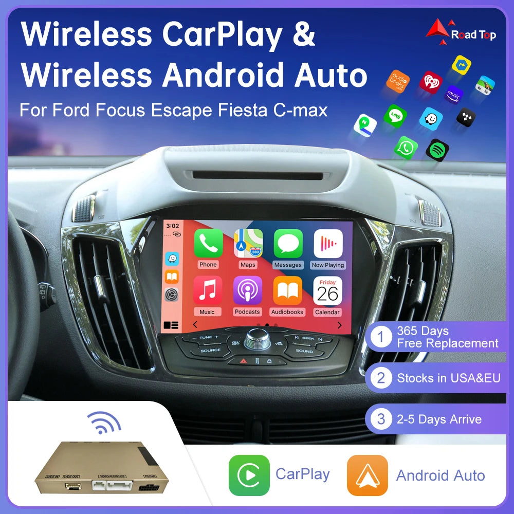 Wireless CarPlay for Ford Focus Escape Fiesta C-max Android Auto Interface Mirror Link Air | AUTOKITSHOP
