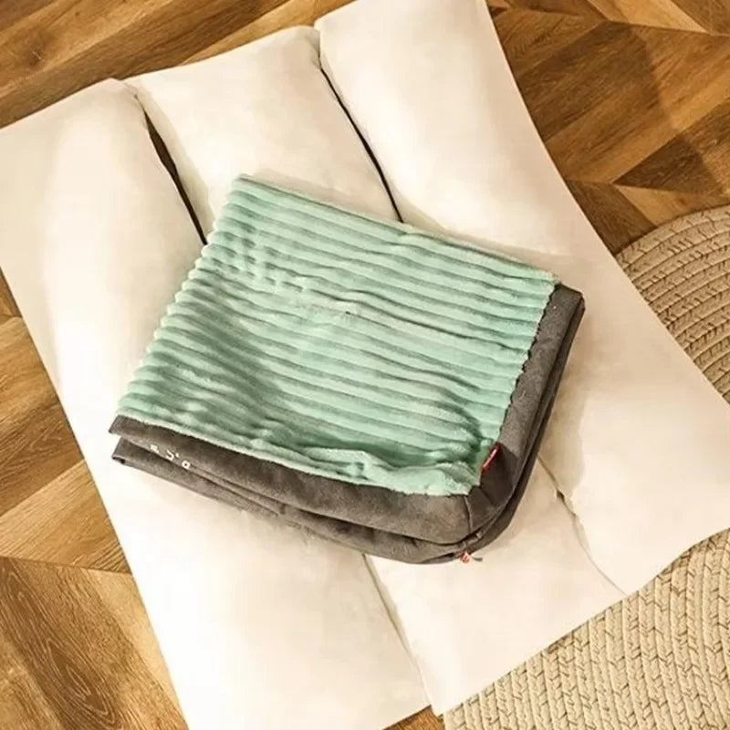 Corduroy Pet Dog Bed Winter Warm Detachable Sleeping Mat Washable Soft Thickened Durable Mat for - Automotive LED Light