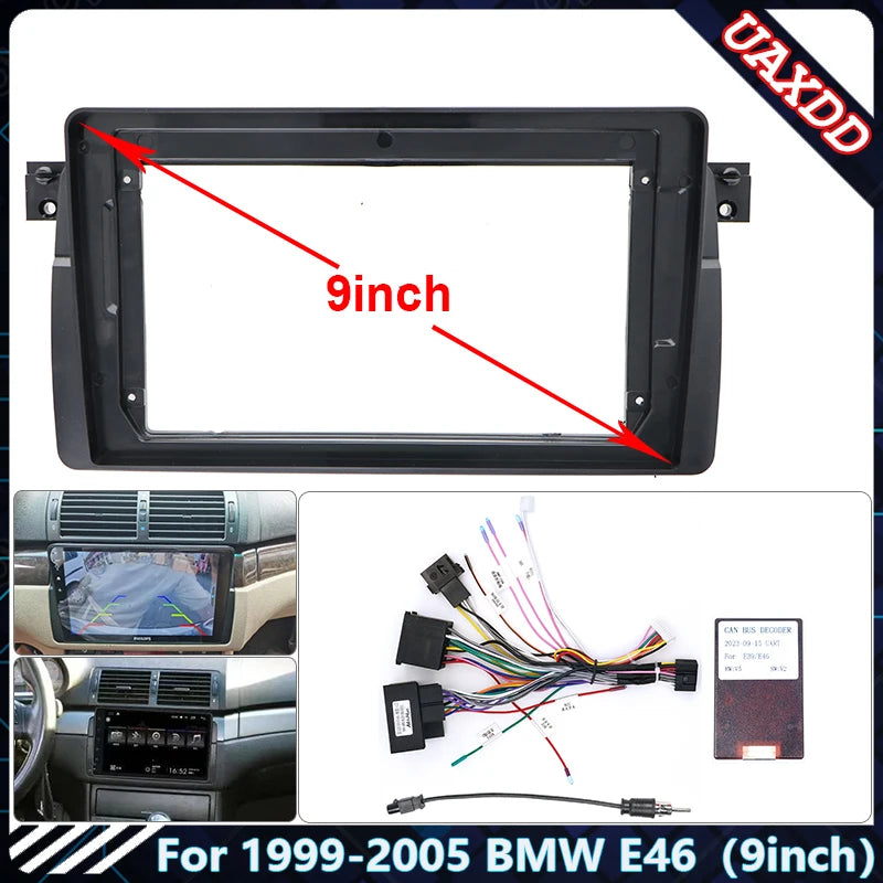 9 Inch Car Multimedia Radio Panel Frame for BMW E46 1999-2005 2din Center Control Dashboar