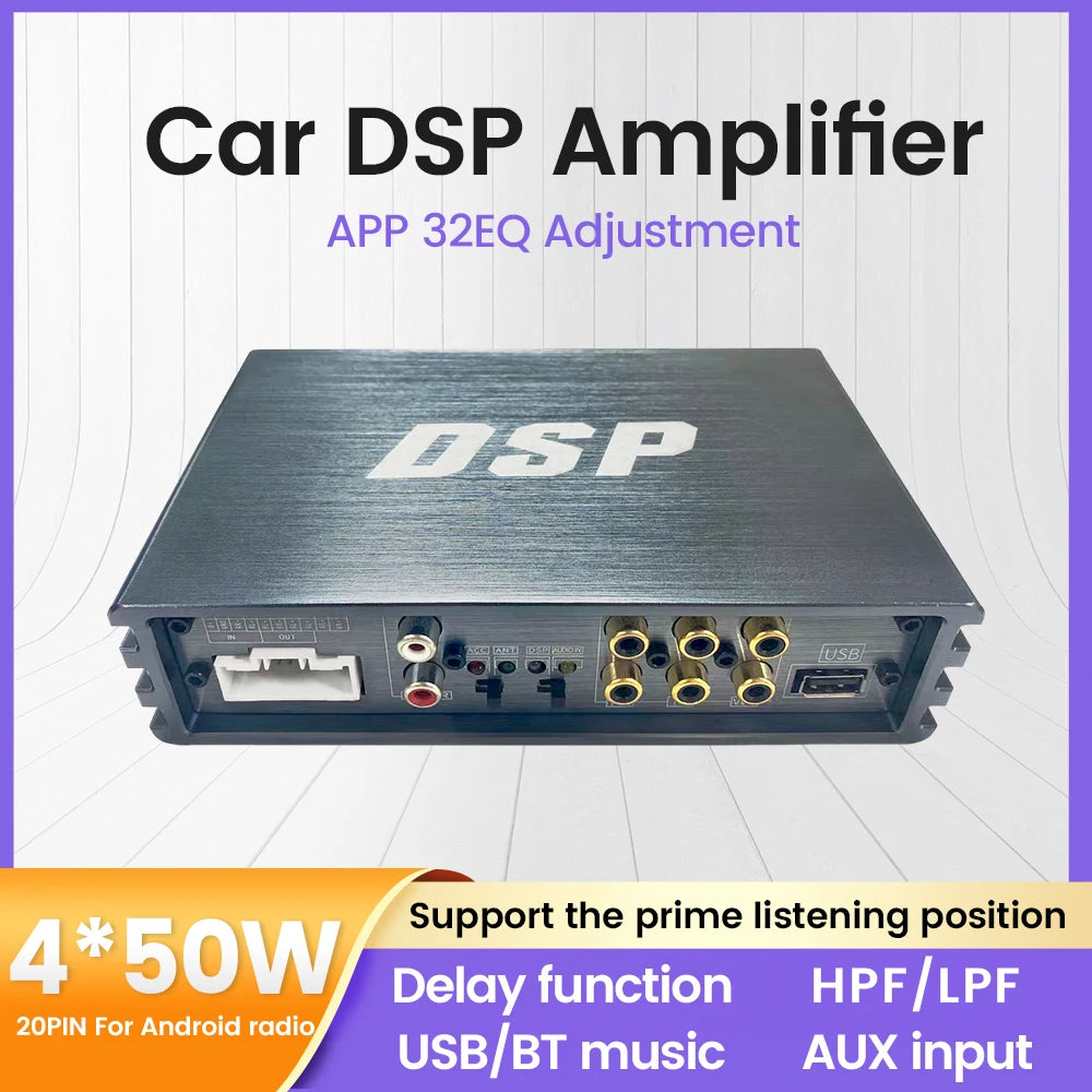 Car DSP 4*50W Amplifier Audio Processor Android Speaker Subwoofer Power 20PIN for Android  | AUTOKITSHOP