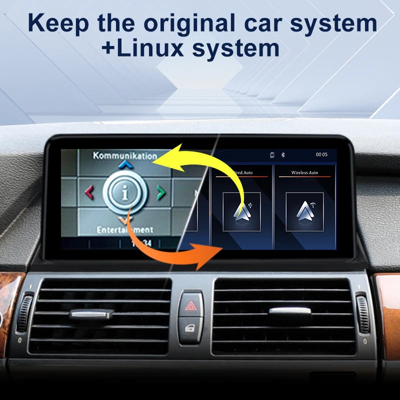 Linux 10.25" Touch Screen Display 1920*720 For BMW X5 E70 X6 E71 CCC CIC Wireless Carplay