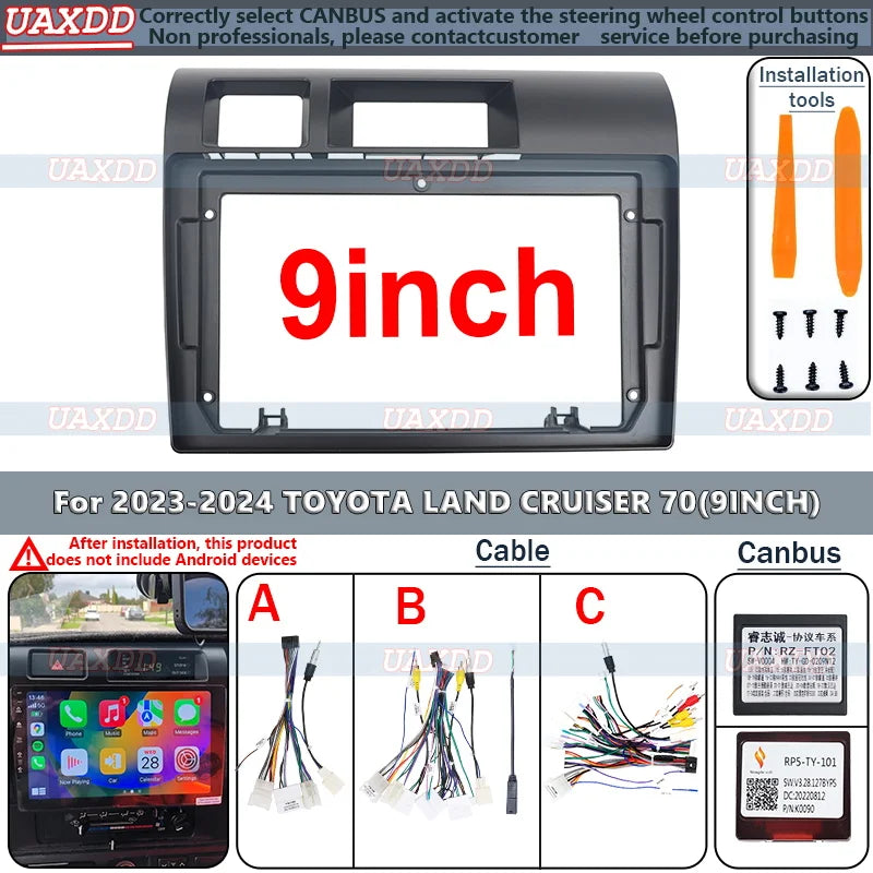 2 Din Android Radio Frame Toyota Land Cruiser 70 LC70 LC76 for 2023-2024 Auto Stereo Head