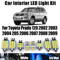 17-Piece LED Interior Light Kit for Toyota Prado 120 2003 -2009 - Canbus Dome Map Door Trunk Bulbs | AUTOKITSHOP