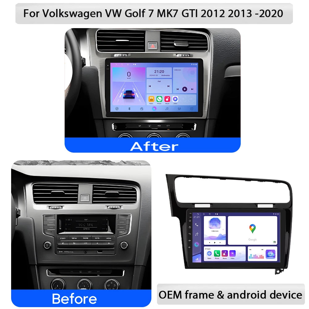 Android 16 For Volkswagen VW Golf 7 MK7 GTI 2012 2013 - 2020 Multimedia Car Radio Video Pl