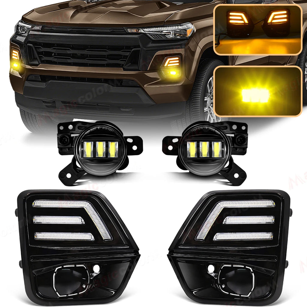 LED DRL Fog Lamps For Chevrolet Colorado WT LT Trail Boss Z71 2023 2024 2025 Daytime Runni | AUTOKITSHOP