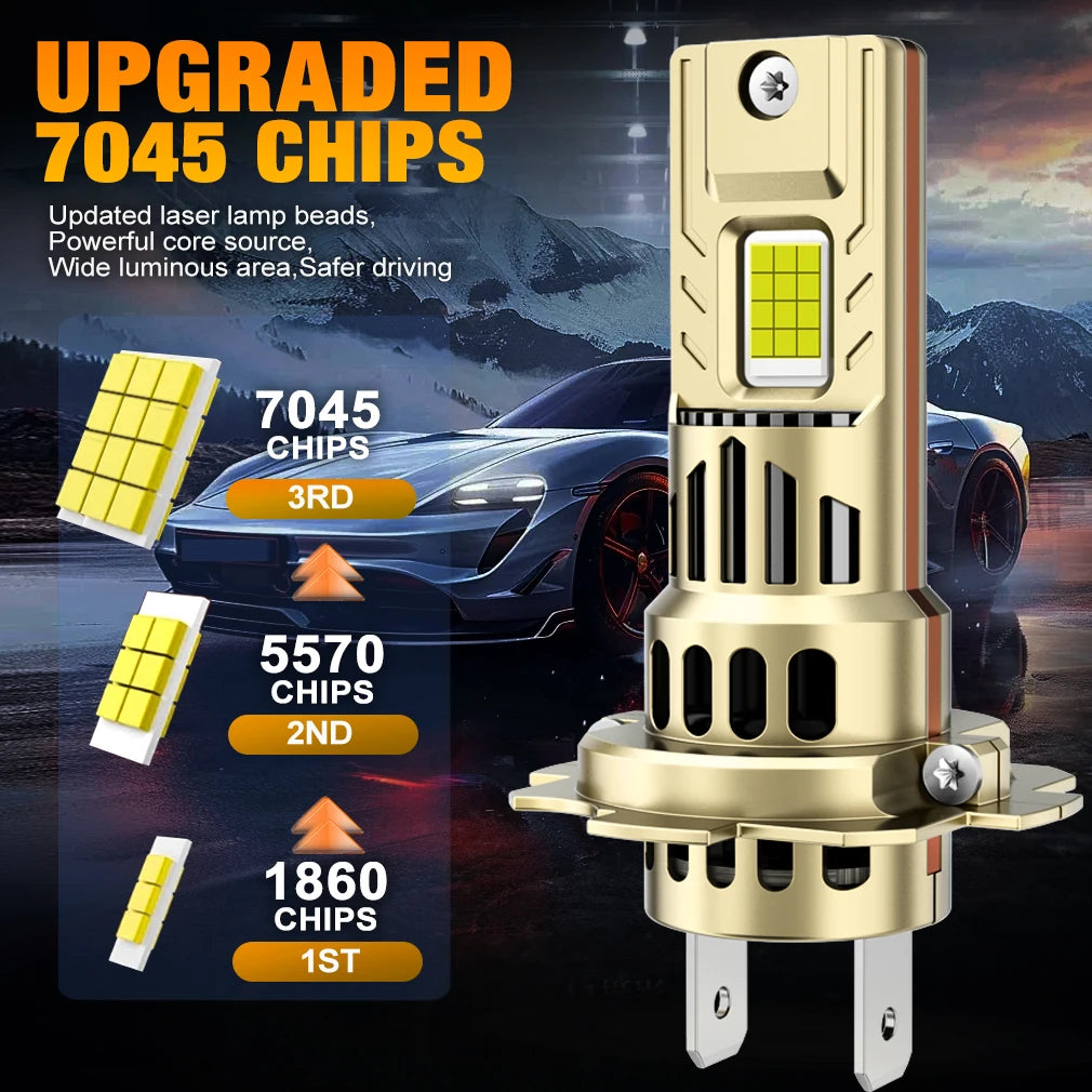 H7 LED Headlight Canbus 400W 25000LM Light Bulbs for Car With Fan Turbo Lamp 6500k Auto LE