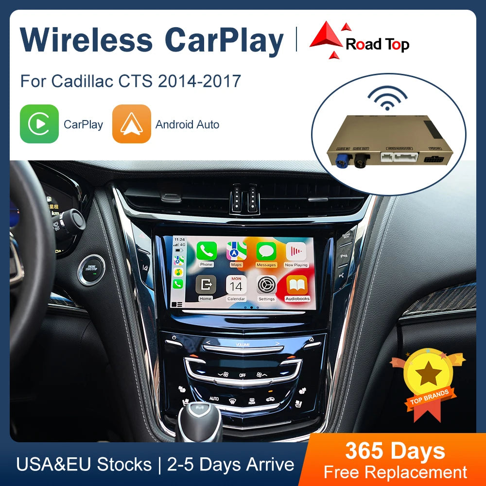 Road Top CN Wireless CarPlay for Cadillac CTS 2014-2017 Android Auto Interface Mirror Link | AUTOKITSHOP