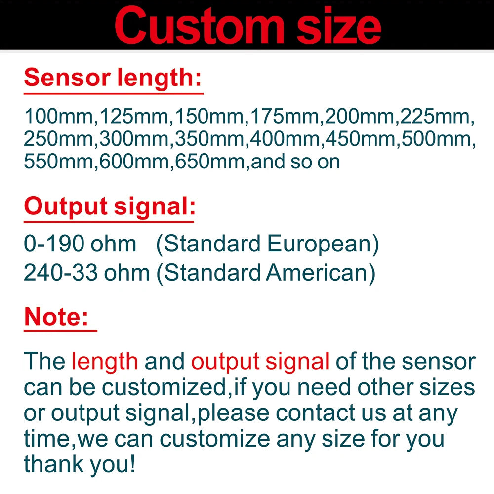 0-190 ohm 240-33ohm Water Level Gauge Meter 125mm 150mm 200mm 250mm 600mm Fuel Level Sensor Fuel - Automotive LED Light