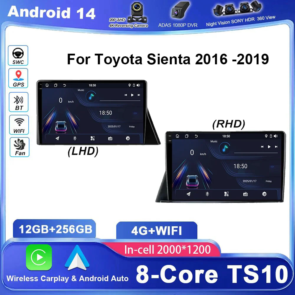 Android Carplay Android Auto For Toyota Sienta 2016 -2019 Auto Radio Stereo GPS Navigation