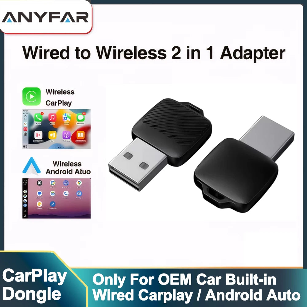 Wireless CarPlay Dongle Wireless Android Auto 2in1 Adapter Car Intelligent Systems AI Smar