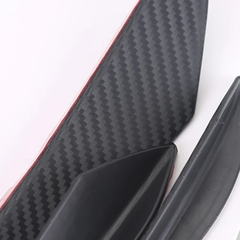Carbon Fiber Look Car Front Bumper Fins Spoiler Wing Lip Splitter Universal