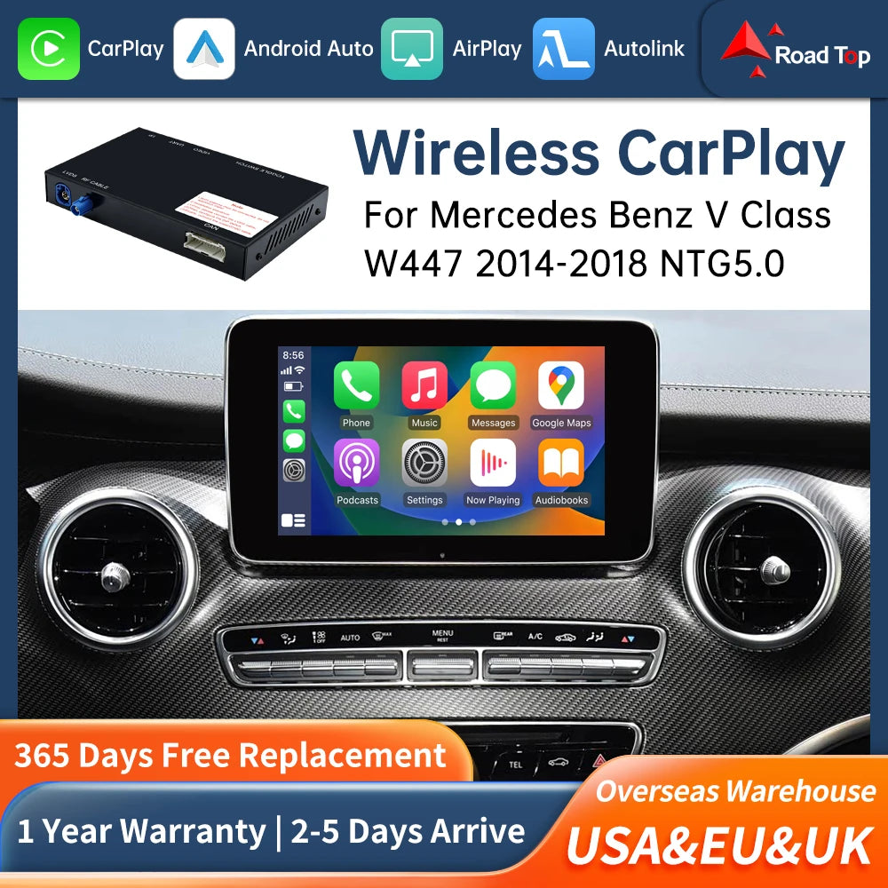 Road Top CarPlay Decoder for Mercedes Benz V Class W447 2014-2018 Vito Viano NTG5.0 with A | AUTOKITSHOP