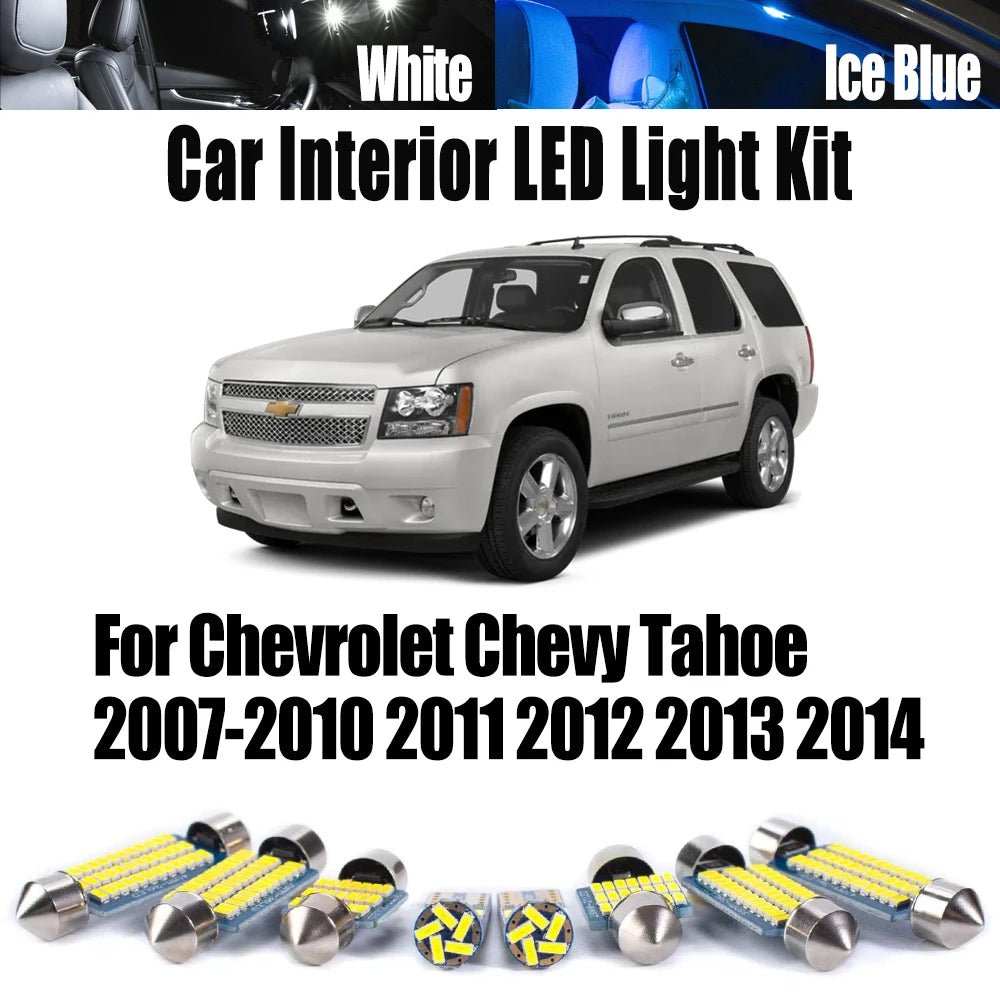 15-Piece LED Interior Light Kit for Chevrolet Chevy Tahoe 2007- 2011 - Canbus Dome Map Door Trunk Bulbs | AUTOKITSHOP