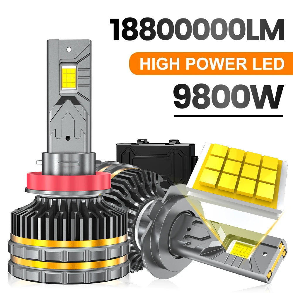 9800W 18800000LM Canbus H4 H7 H1 LED H8 H9 H11 9005 9006 9012 HB3 HB4 Car LED Headlight Au