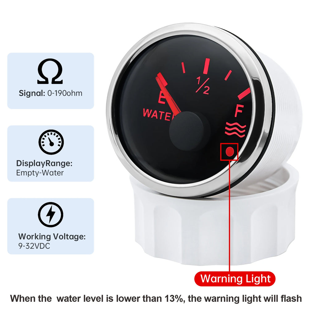 2'' 52MM 0-190OHM Fuel Level Gauge Water Level Gauge 7 LED Backlight With Alarm For Marine Car R - Automotive LED Light