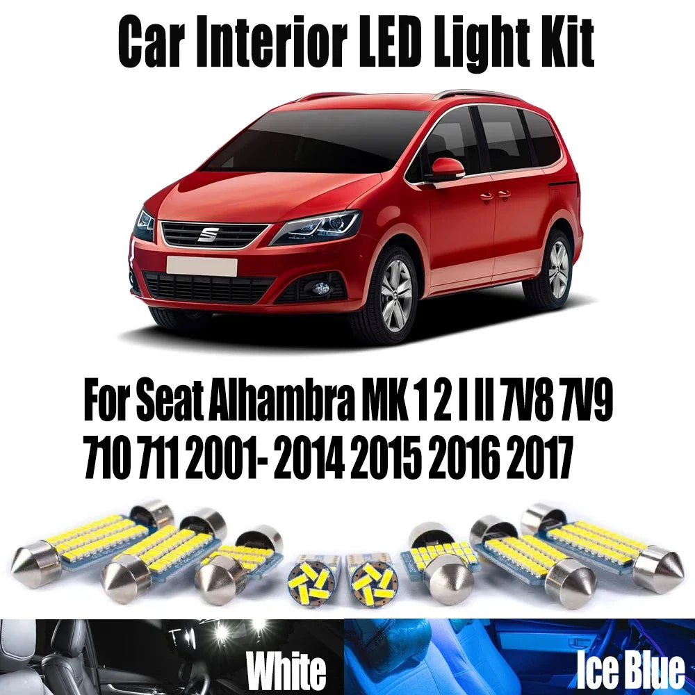 LED Interior Light Kit for Seat Alhambra MK 1 2 I II 7V8 7V9 710 711 2001- 2015 - Canbus Dome Map Door Trunk Bulbs | ...