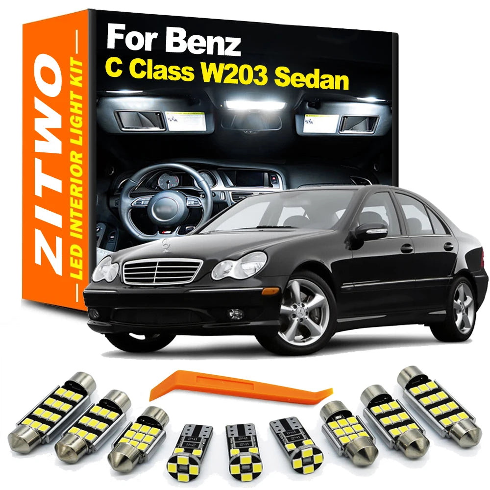 ZITWO 18Pcs Canbus LED Interior Light License Plate Lamp Kit For Mercedes Benz C for Mercedes W203 C280 C320 2001-2007 -