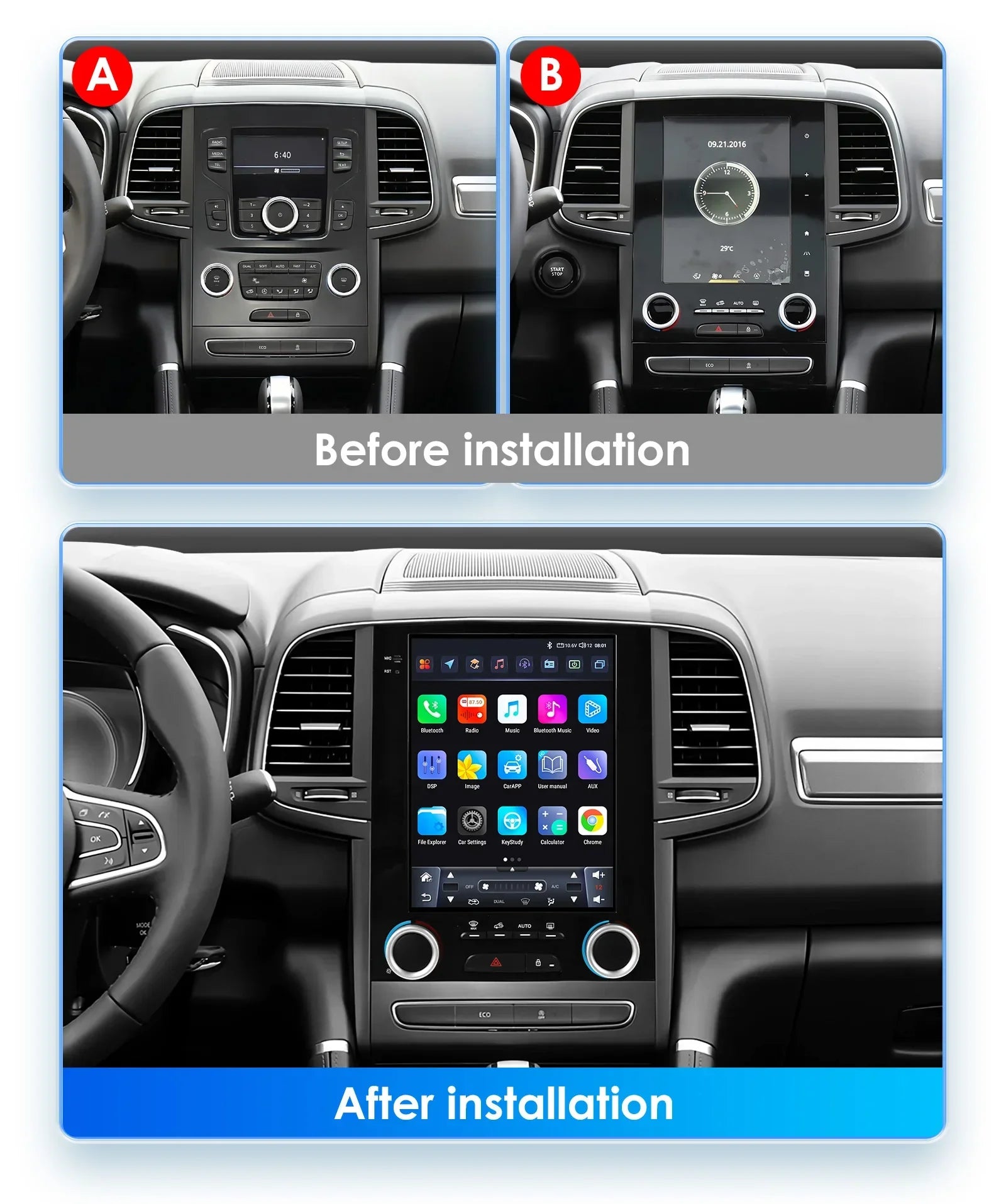 9.7"AI Carplay Android 14 Autoradio for Renault Koleos Megane 4 Samsung SM6 Talisman 2017-
