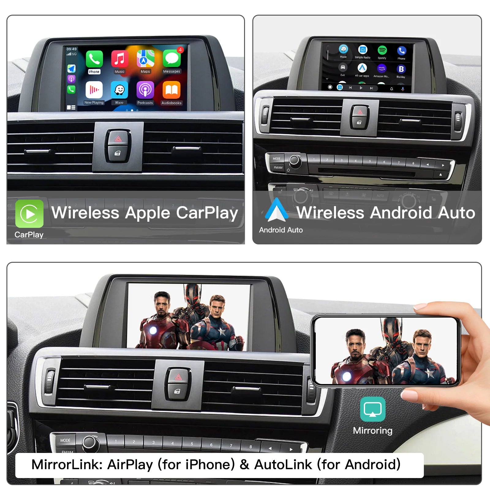 Wireless CarPlay Android Auto Mirror Link AirPlay Carplay Support Touch For BMW EVO X1 X2