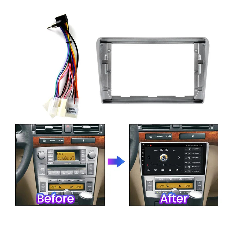 9'' 2 DIN Car Radio Fascia Frame For TOYOTA Avensis T25 2 II 2002 2003 2004 2005 2006 2007